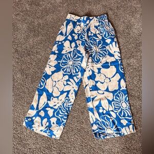 NWOT - Panama Jack Women’s Blue and Cream Floral Wide Leg Pants